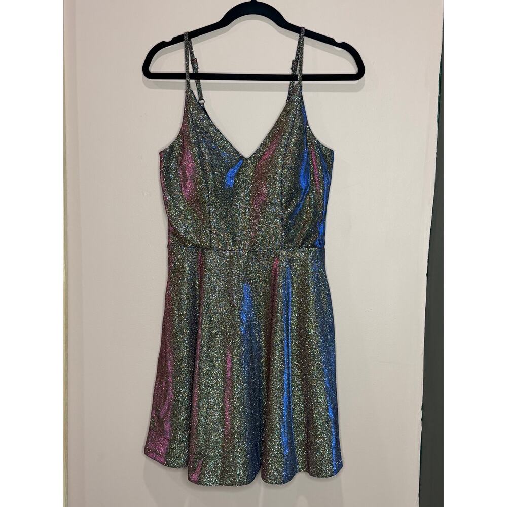 Speechless Iridescent Fit and Flare Mini Dress